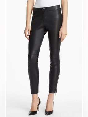 Elizabeth and James Women’s Addison Lambskin Leather Moto Pants, Size XS